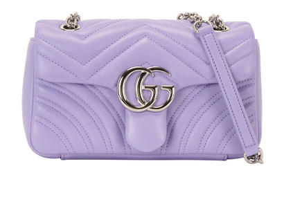 Small GG Marmont Shoulder Bag, &pound;995, Handbags, Purple, Leather, Front view